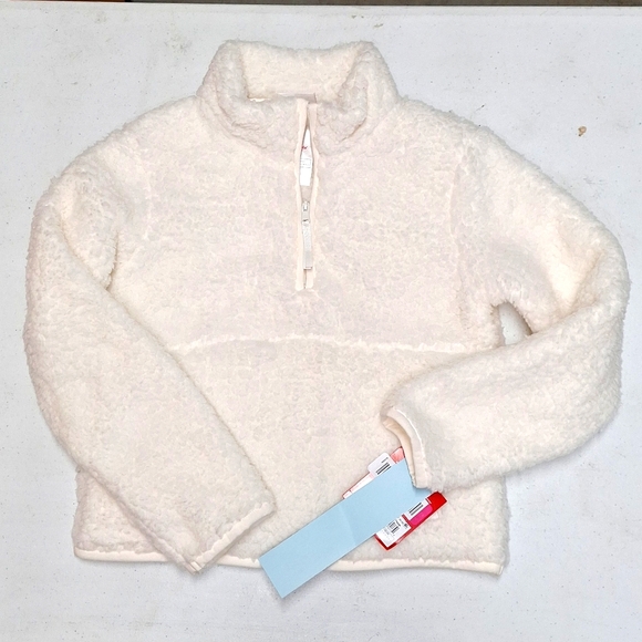 NEW! Kids' (Unisex) Faux Shearling Half Zip-Up Pullover, White - Wondershop - Picture 2 of 9